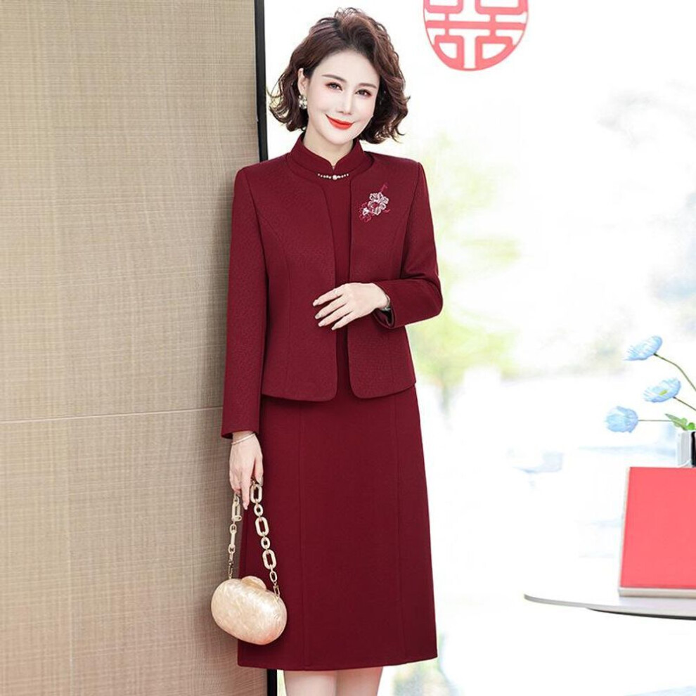 (2XL (110-125 jin)) New Spring Festive Mother Of The Bride Two-piece Dress For Women In Their 40s
