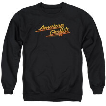 Trevco Sportswear UNI110-AS-6 American Graffiti Neon Logo Adult Crewneck Sweatshirt, Black - 3X