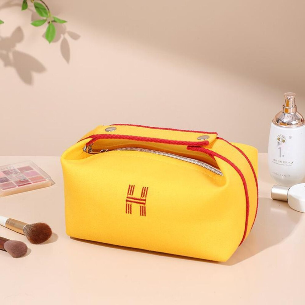 (yellow) "waterproof Portable Canvas Cosmetic Bag - Summer Handbag And Dustproof Outdoor Wash Bag