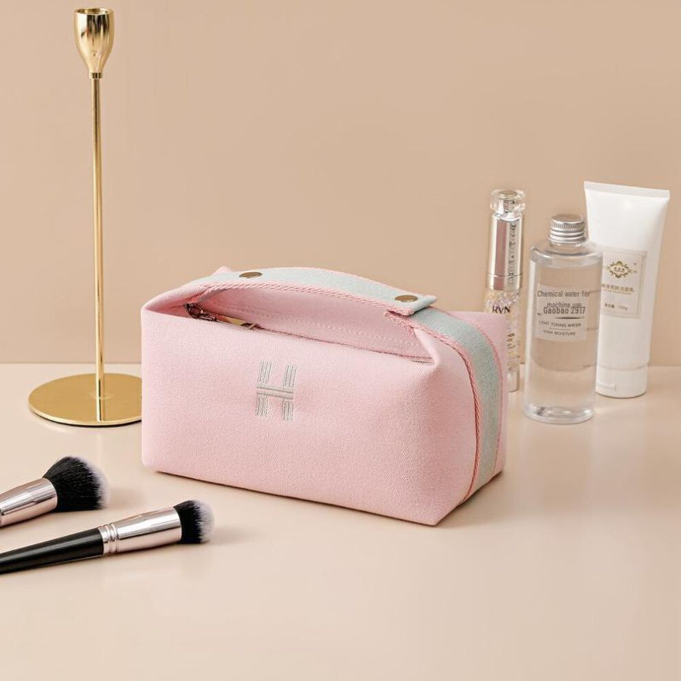 (pink) "Waterproof Portable Canvas Cosmetic Bag - Summer Handbag and Dustproof Outdoor Wash Bag