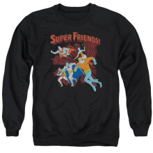 Trevco Sportswear DCO728-AS-6 DC Super Running Adult Crewneck Sweatshirt, Black - 3X