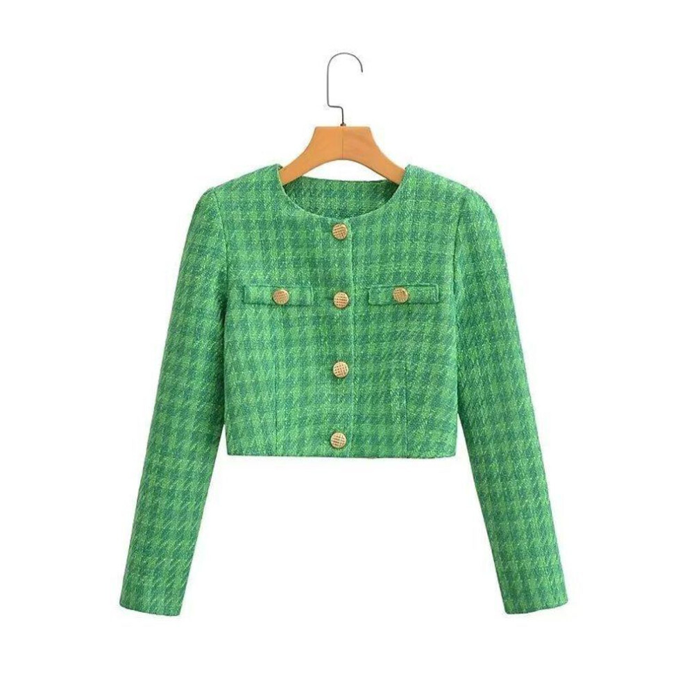 (green, L) "2023 Slim Fit Plaid Single-Breasted Suit Jacket