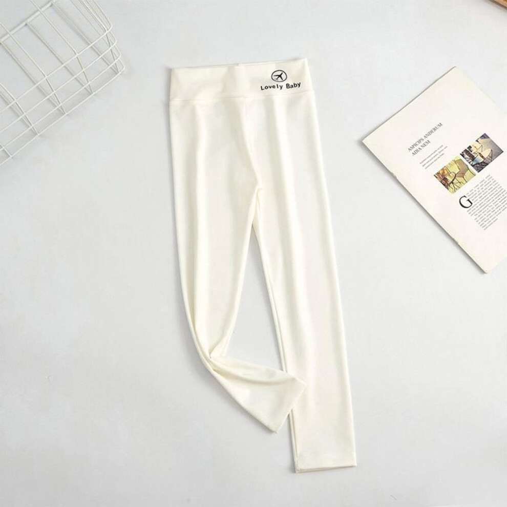 (white, 110cm) Girls' Sharkskin Airplane Leggings - Spring/summer Thin Style, Fashionable Children's Outerwear Pants
