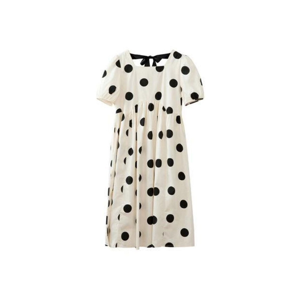 (apricot, L) "french Style Polka Dot Maternity Summer Dress 2023 – Loose, Belly-covering, Knee-length