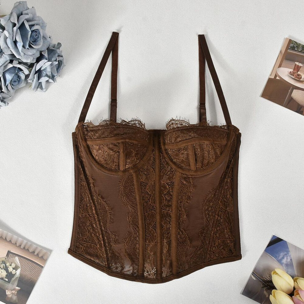 (brown, Small) 2025 Summer Lace Sexy Shaping Suspender Tops for Women