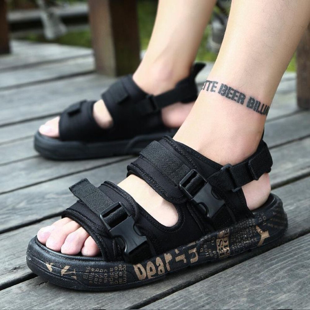 (black, 40) "boys' 2025 Trendy Non-slip Dual-purpose Soft Bottom Beach Sandals For Summer