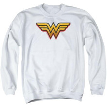 Trevco Sportswear JLA834-AS-3 DC Wonder Woman Airbrush WW Adult Crewneck Sweatshirt, White - Large
