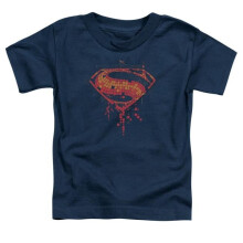 Trevco Sportswear BVS116-KT-1 Batman vs Superman Tech Super Logo Toddler Short Sleeve T-Shirt, Navy - Large 4T