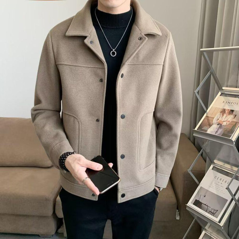 (camel, 2XL) "2024 Men's Autumn Solid Color Lapel Jacket - Stylish & Versatile Casual Wear