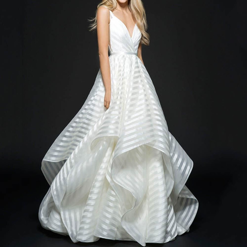 (white, XXL) Elegant Backless Lace Mid-Waist Wedding Dress with Small Train (2025)