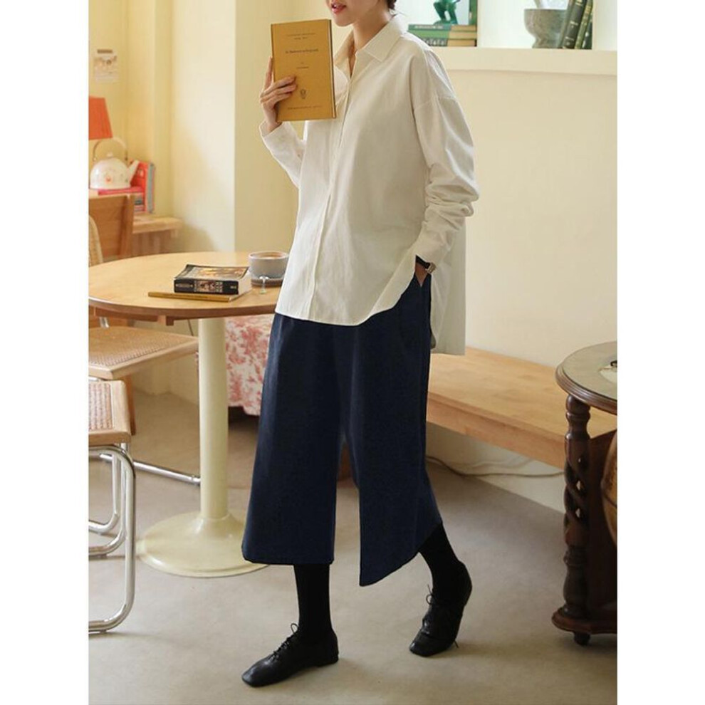 (black, Large) Spring 2025 Corduroy Cropped Wide-Leg Trousers: Loose Fit, Small to Plus Sizes, Thick Velvet Option