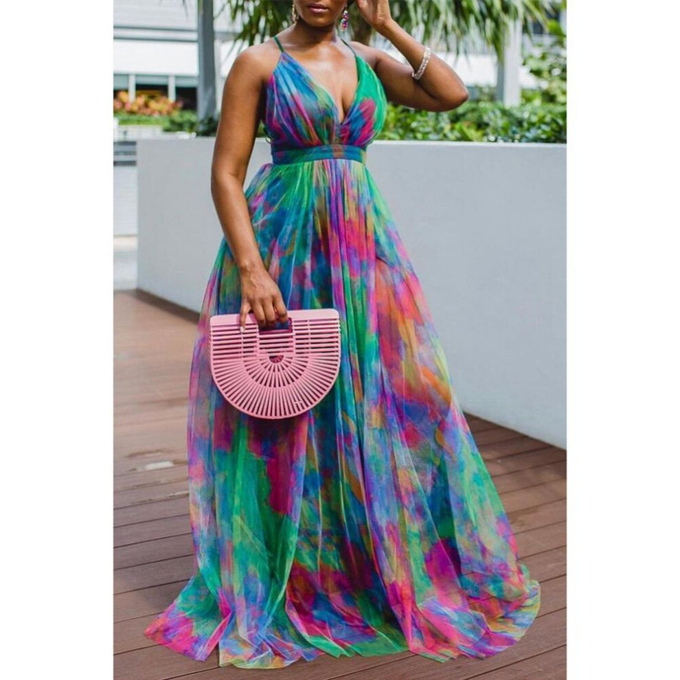 (green, 5XL) "2021 Spring/Summer European & American Large Swing Mesh Dress - Plus Size Women's Commuter Style