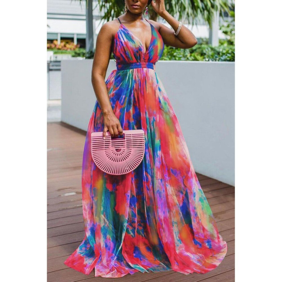 (red, 5XL) "2021 Spring/Summer European & American Large Swing Mesh Dress - Plus Size Women's Commuter Style
