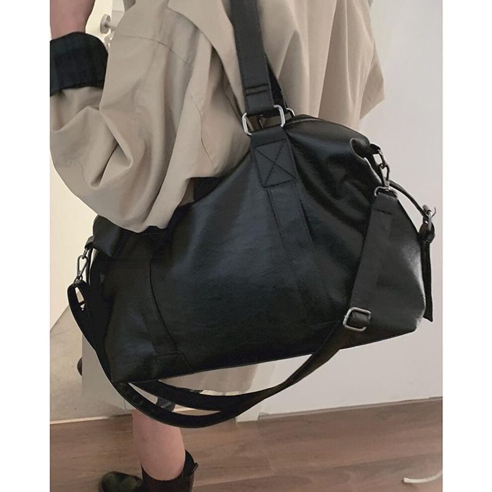 (black) "Korean Trend Large Capacity Travel Tote & Crossbody Bag