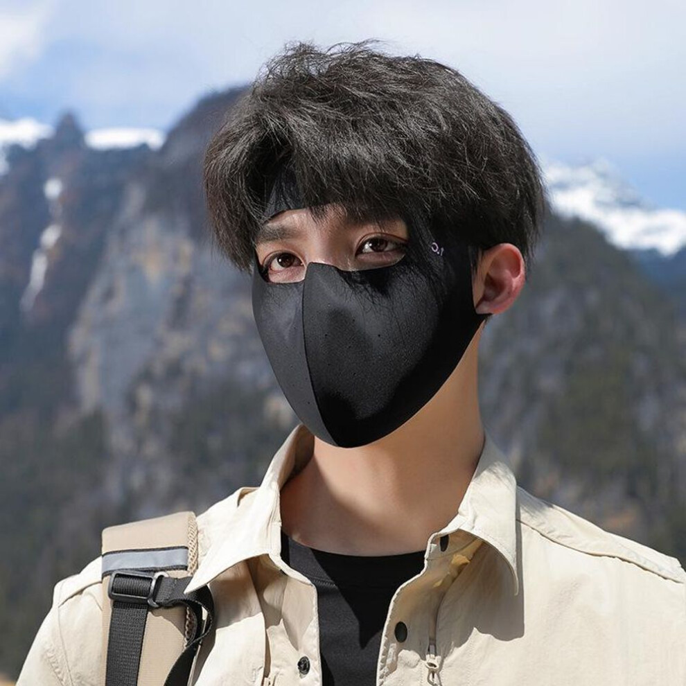 (black, One Size) Men's Ice Silk UV Protection Full Face Mask for Cycling