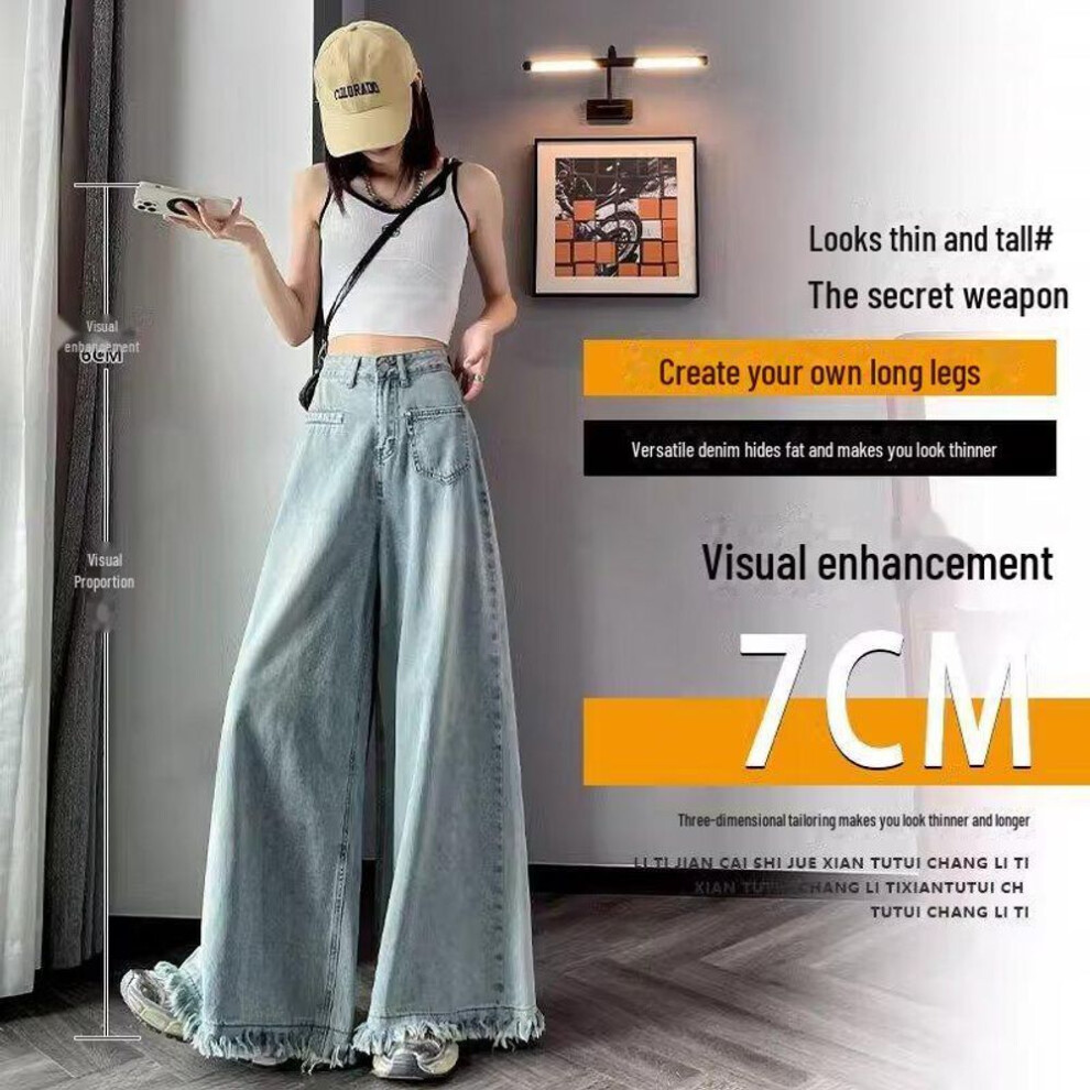(light blue, L) Women's High-Waist Straight Leg Jeans - Loose Fit, Perfect for Spring, Autumn, and Winter 2024