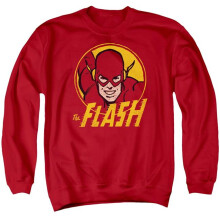 Trevco Sportswear DCO792-AS-4 DC Flash Flash Circle Adult Crewneck Sweatshirt, Red - Extra Large