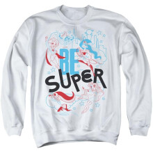 Trevco Sportswear DCSHG105-AS-1 DC Superhero Girls Be Super Adult Crewneck Sweatshirt, White - Small
