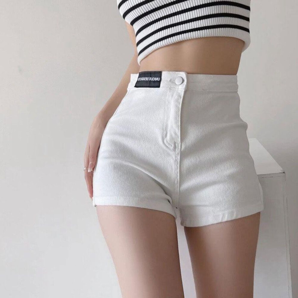 (white, 2XL) "Korean Chic High-Waist Denim Shorts for Women