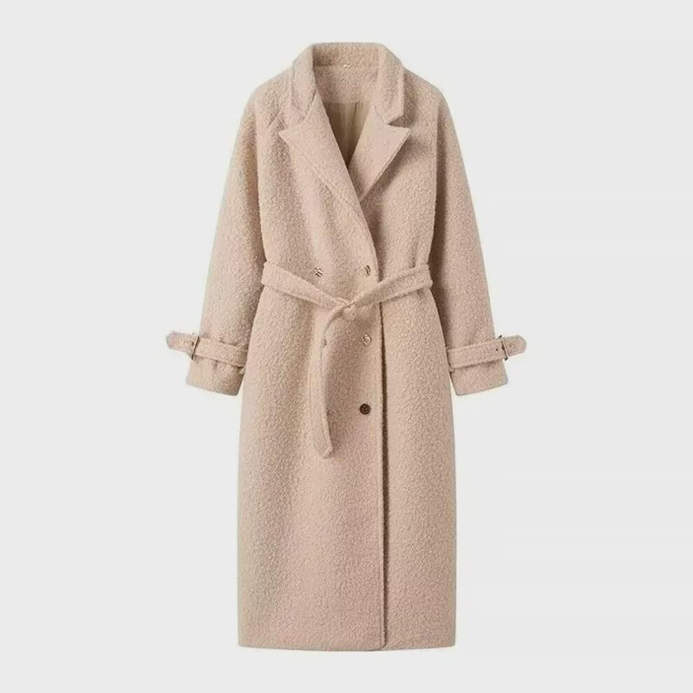 (apricot, L) "2024 Women's European & American Lace-up Long Terry Coat for Autumn/Winter