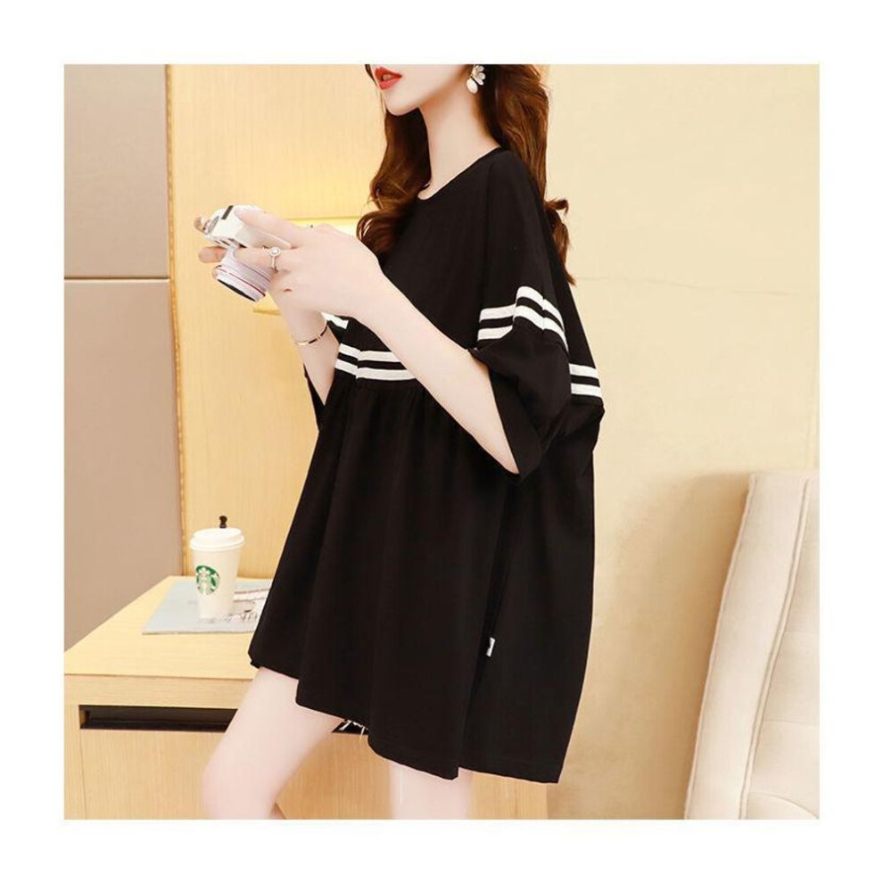 (black, M) "summer Maternity Wear: Loose Fit Short-sleeve T-shirt And A-line Skirt, Korean Style