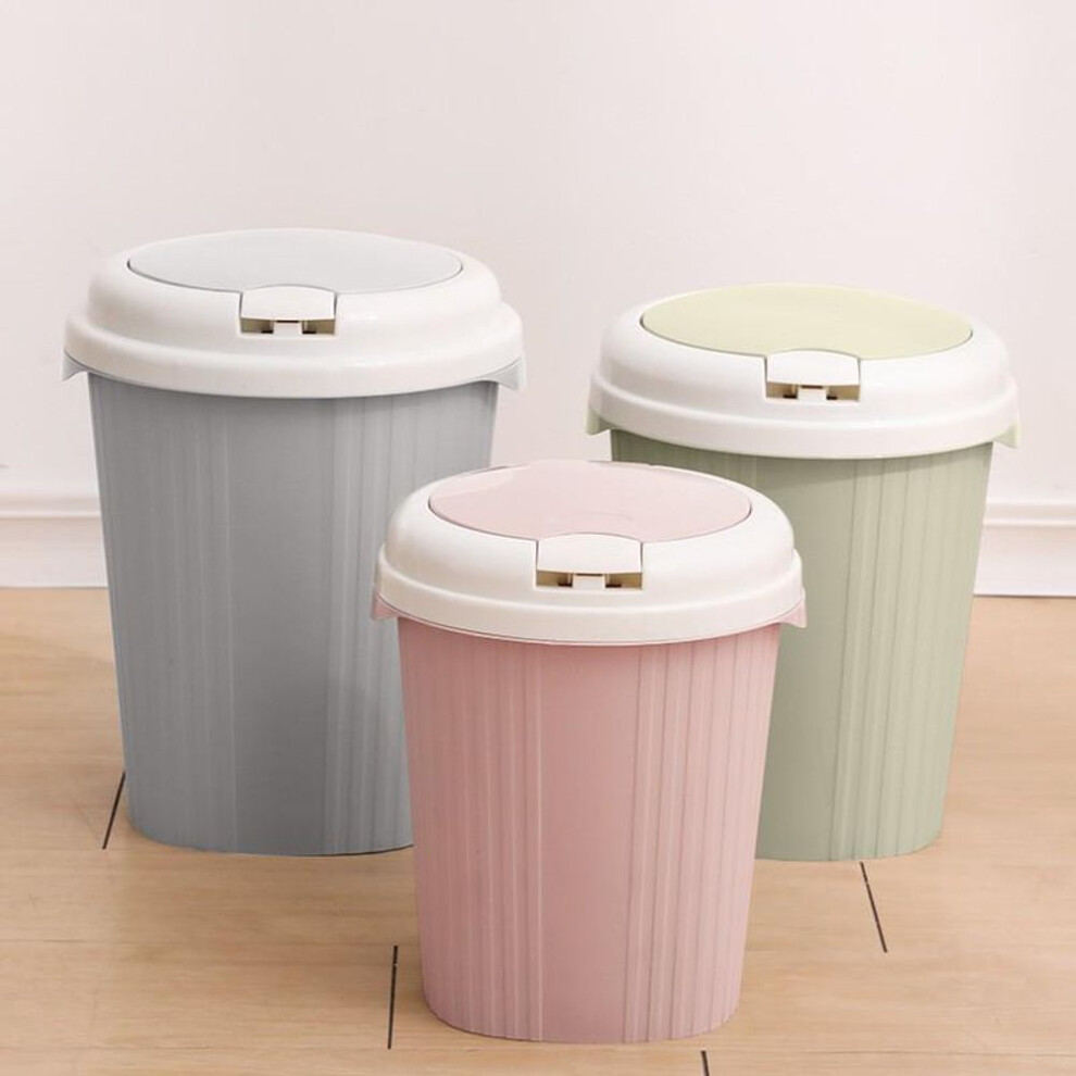 (as the picture, Small Pink) "Large Plastic Trash Can with Lid for Kitchen, Bathroom & Living Room