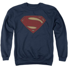 Trevco Sportswear BVS239-AS-2 Batman vs Superman Costume Shield Adult Crewneck Sweatshirt, Navy - Medium
