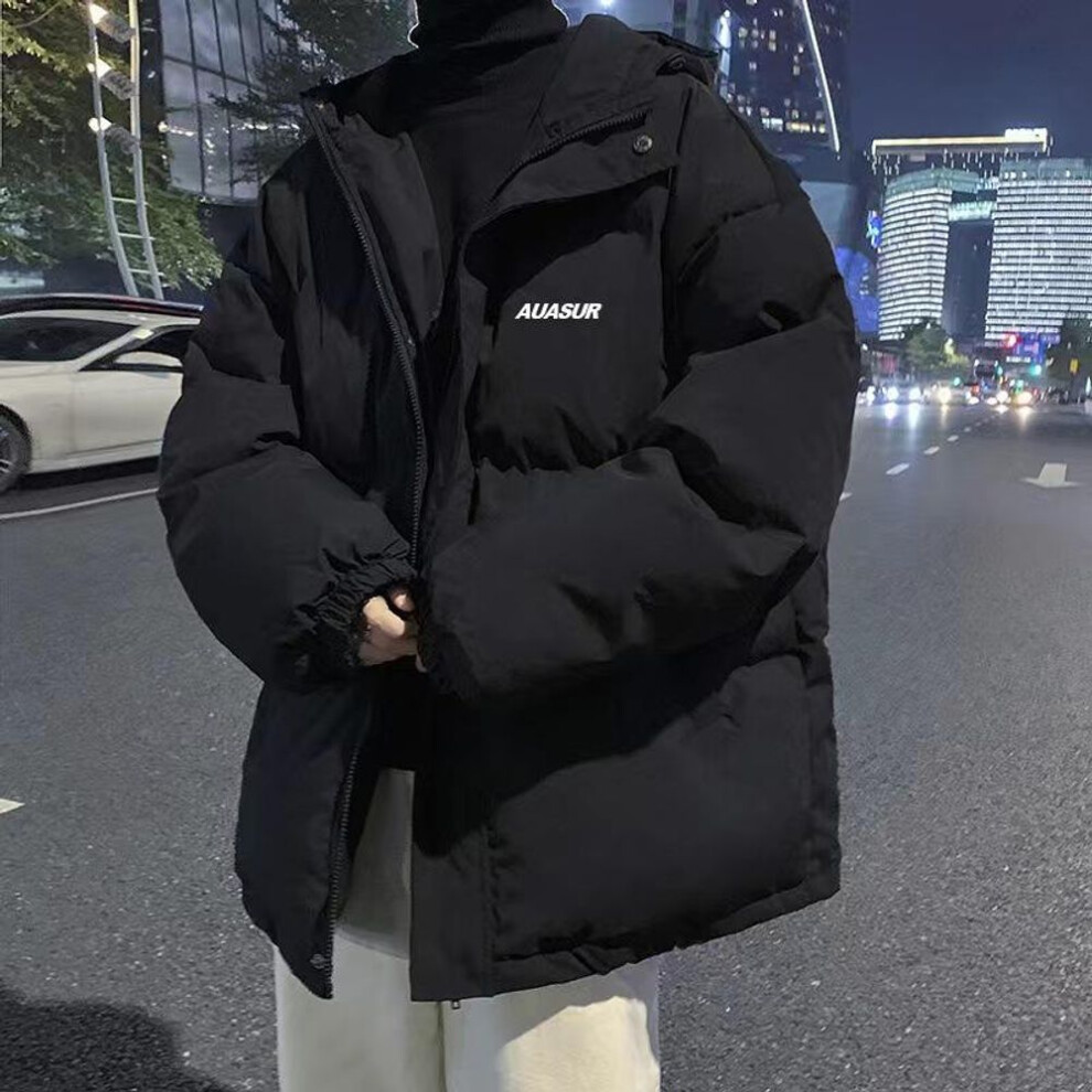 (black, 4XL) Men's Hooded Down Jackets: Casual, Thickened Cotton for Autumn & Winter - Trendy Youth Styles