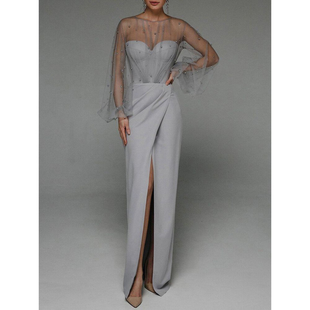 (gray, XS) "2021 Spring/Summer Women's Sexy Tube Top Pearl Dress