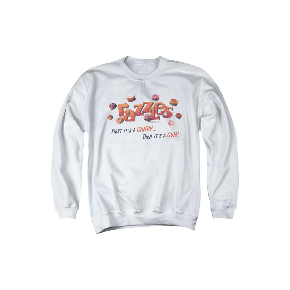 Trevco Sportswear DBL143-AS-1 Dubble Bubble A Gum & A Candy Adult Crewneck Sweatshirt, White - Small-image-OPC-PGCS7SP-NEW