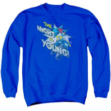 Trevco Sportswear DCO418-AS-2 DC The Night Is Young Adult Crewneck Sweatshirt, Royal - Medium