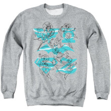 Trevco Sportswear DCSHG108B-AS-6 DC Superhero Girls Line Art Group Adult Crewneck Sweatshirt, Athletic Heather - 3X