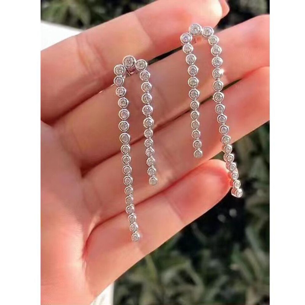 (925 Silver) "longlongjin 2024 New 925 Silver European & American Style Round Micro-inlaid Full Diamond Earrings For Women