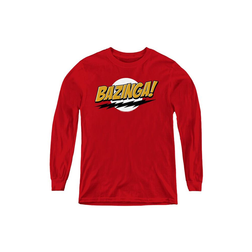 Trevco Sportswear WBT712-YL-1 Big Bang Theory Bazinga Long Sleeve Youth T-Shirt, Red - Small-image-OPC-PGCSCS9-NEW