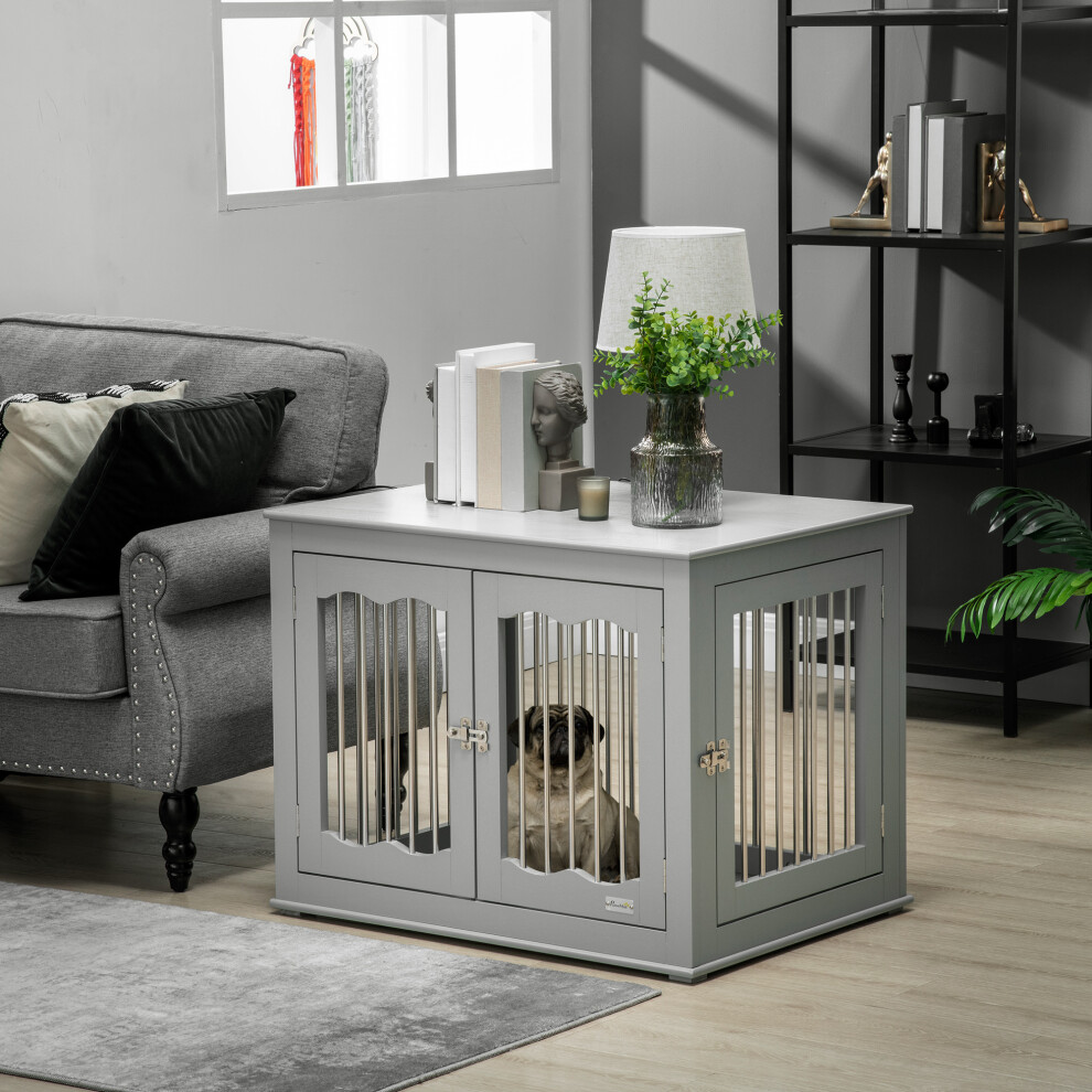 PawHut Dog Crate End Table w/ Locks and Latches, for Medium Dogs