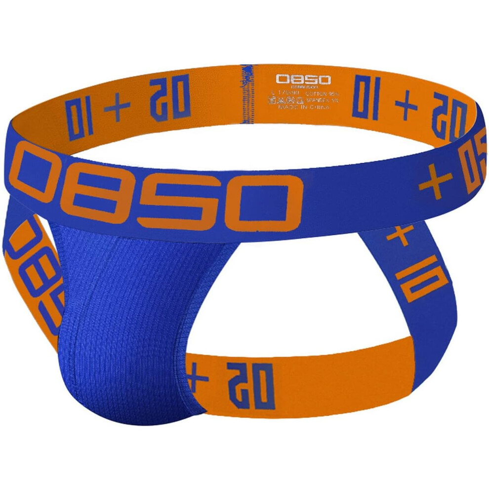 (Large, Blue) Men's Panties Jockstrap Men Underwear Gay Thong Man Briefs Underpants Slip Cotton Pouch