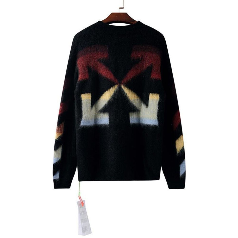 (black, Small) "2023 Autumn/winter Unisex Gradient Arrow Mohair Pullover Sweater