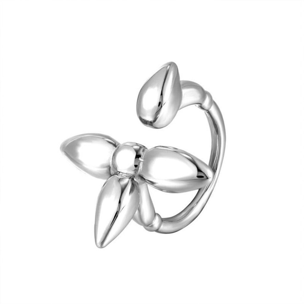 (white, size 7) 14k Gold Four-leaf Clover Open Ring - High-end, High-color Preservation Titanium Steel Jewelry For Women