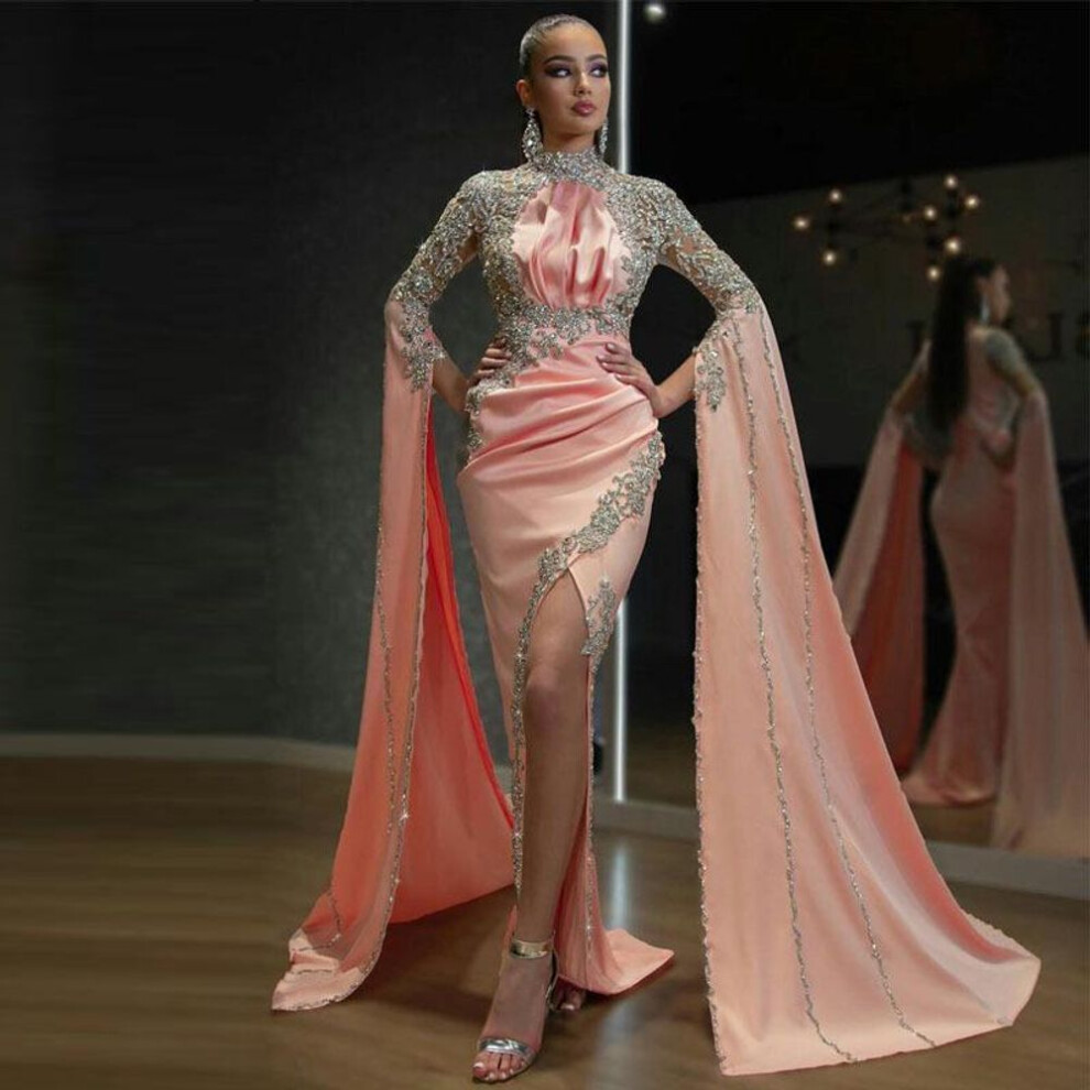 (pink, XL) "2025 Autumn European & American Women's Pink Sequin Evening Dress-glamorous Long Skirt