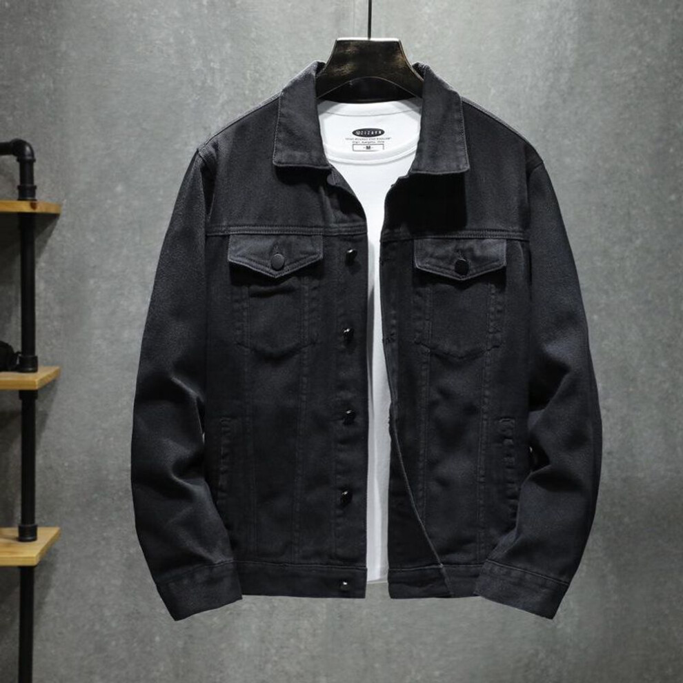 (black, 4XL) Men's Fashion Slim Fit Denim Jacket - Casual Korean Style for Spring and Autumn