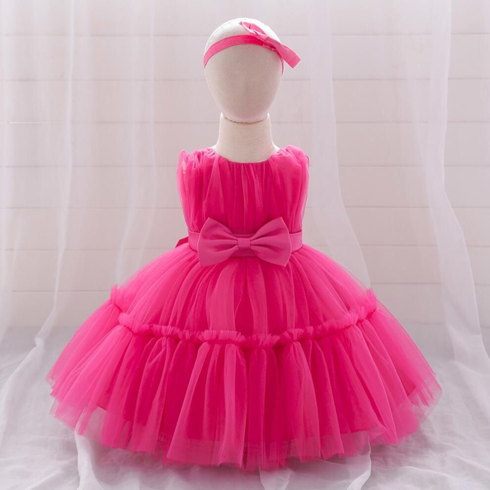 (rose red, 80 cm) "New Baby Princess Birthday Tutu Dress for Girls