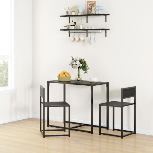 Homcom HOMCOM 3 Piece Dining Table Set with Metal Frame, Black