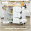 Homcom HOMCOM Kitchen Island on Wheels, Kitchen Cart with Drop Leaf, White 4