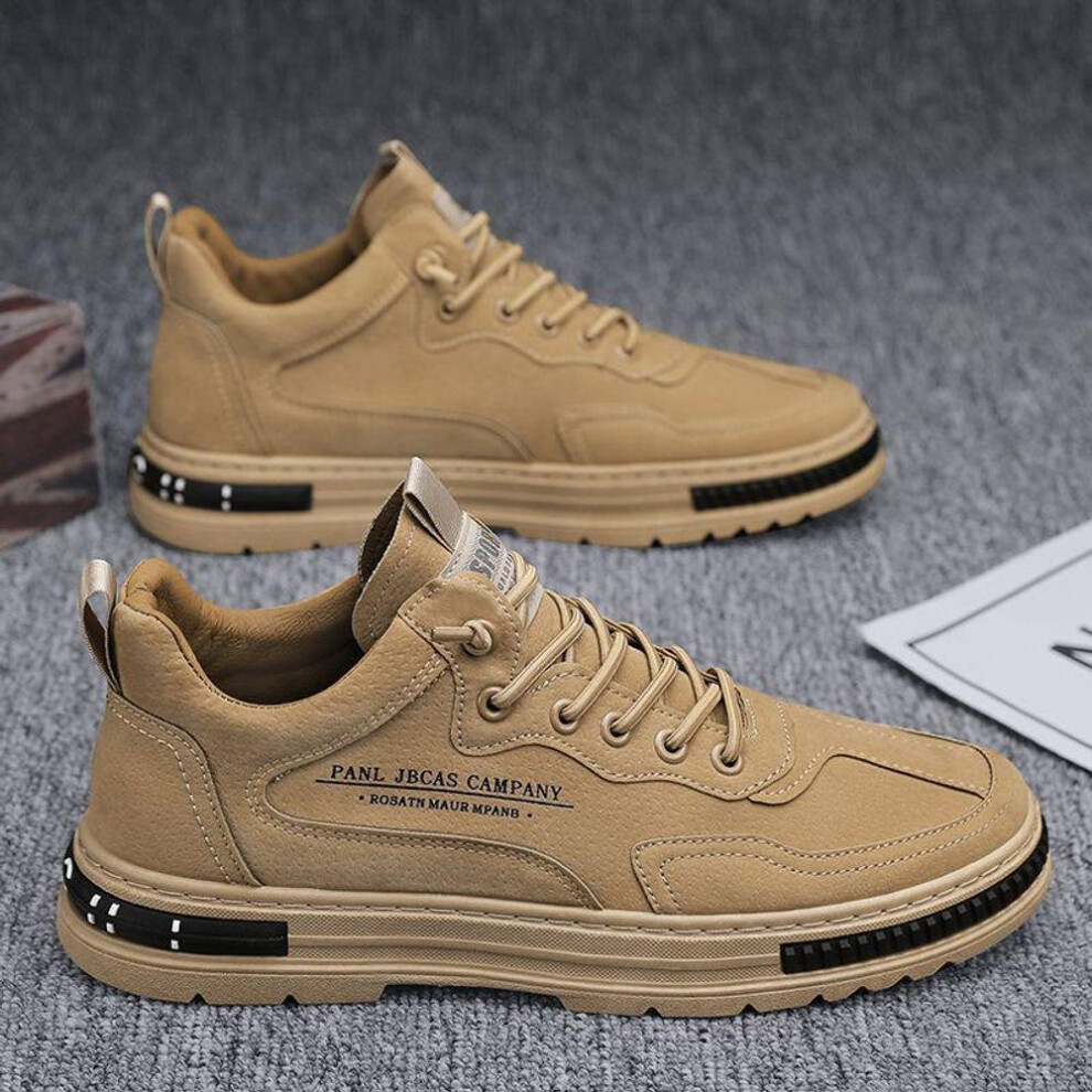(khaki, 42) "men's Autumn Breathable Work Boots - Wear-resistant, Trendy, Black Casual All-match Board Shoes