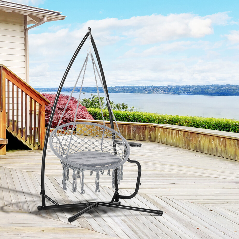 Outsunny Hammock Chair Stand Only Heavy Duty Metal C-Stand Indoor Or Outdoor