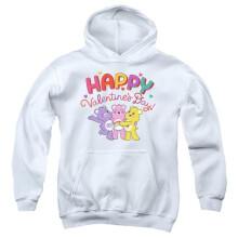Trevco Sportswear CBR10040VAL-YFTH-2 Care Bears Happy Valentines Day Youth Hooded Sweatshirt, White - Medium
