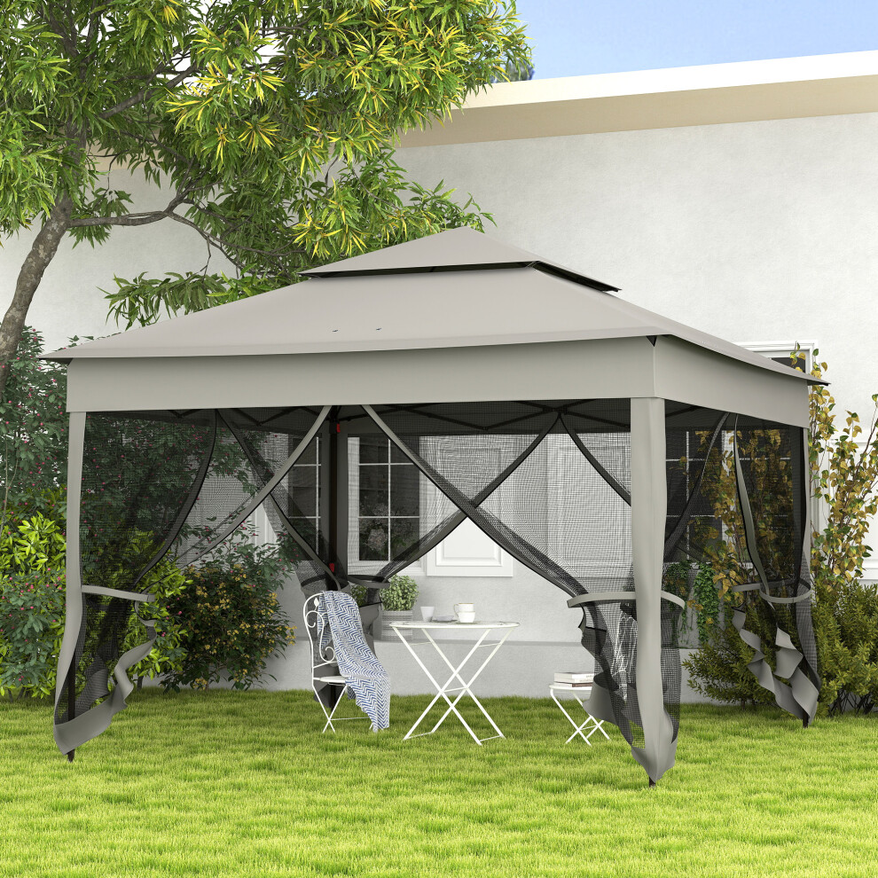 Outsunny Garden Folding Tent Heavy Duty Pop Up Gazebo For Party Dark Grey