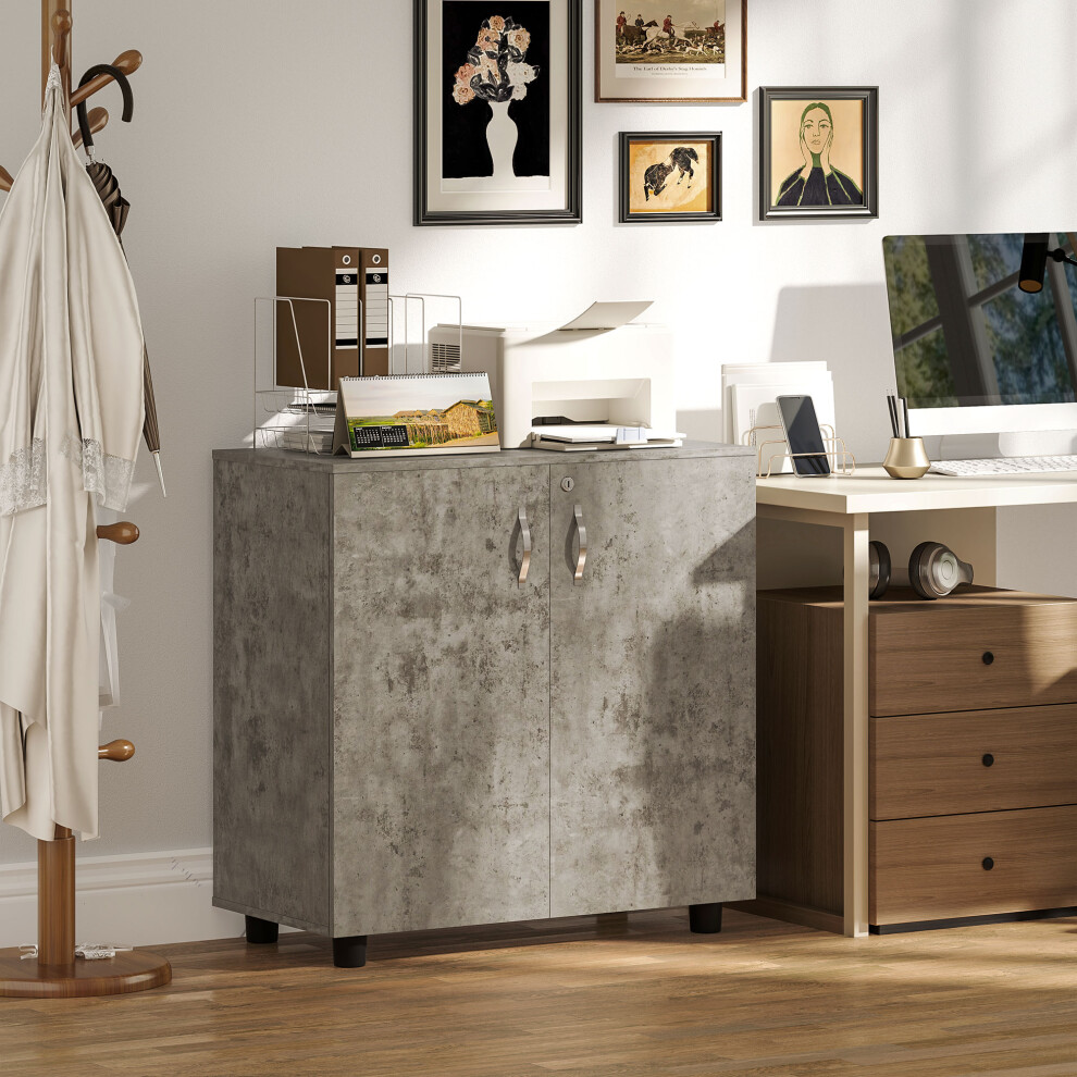 Vinsetto 2-Tier Locking Filing Cabinet Office Storage Cabinet, Grey