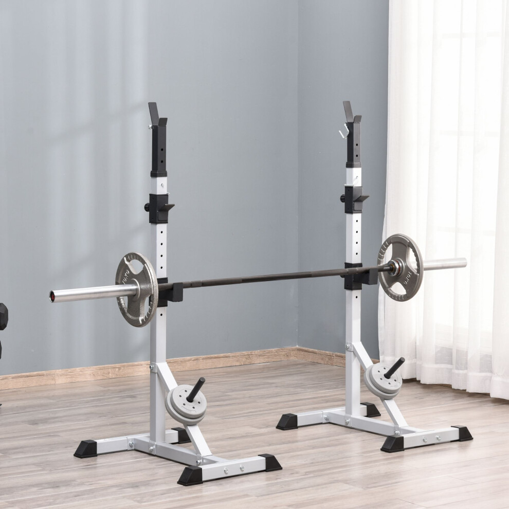 Homcom Adjust Pair Of Barbell Squat Racks Stand Weight Lifting Bench Press Gym