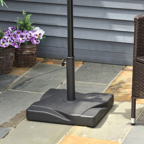 Outsunny 20KG Square Patio Parasol Base, Fits Φ32mm,Φ38mm,Φ48mm Pole - Black